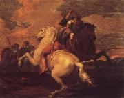 Francesco Simonini Two battle ends horseman oil painting on canvas